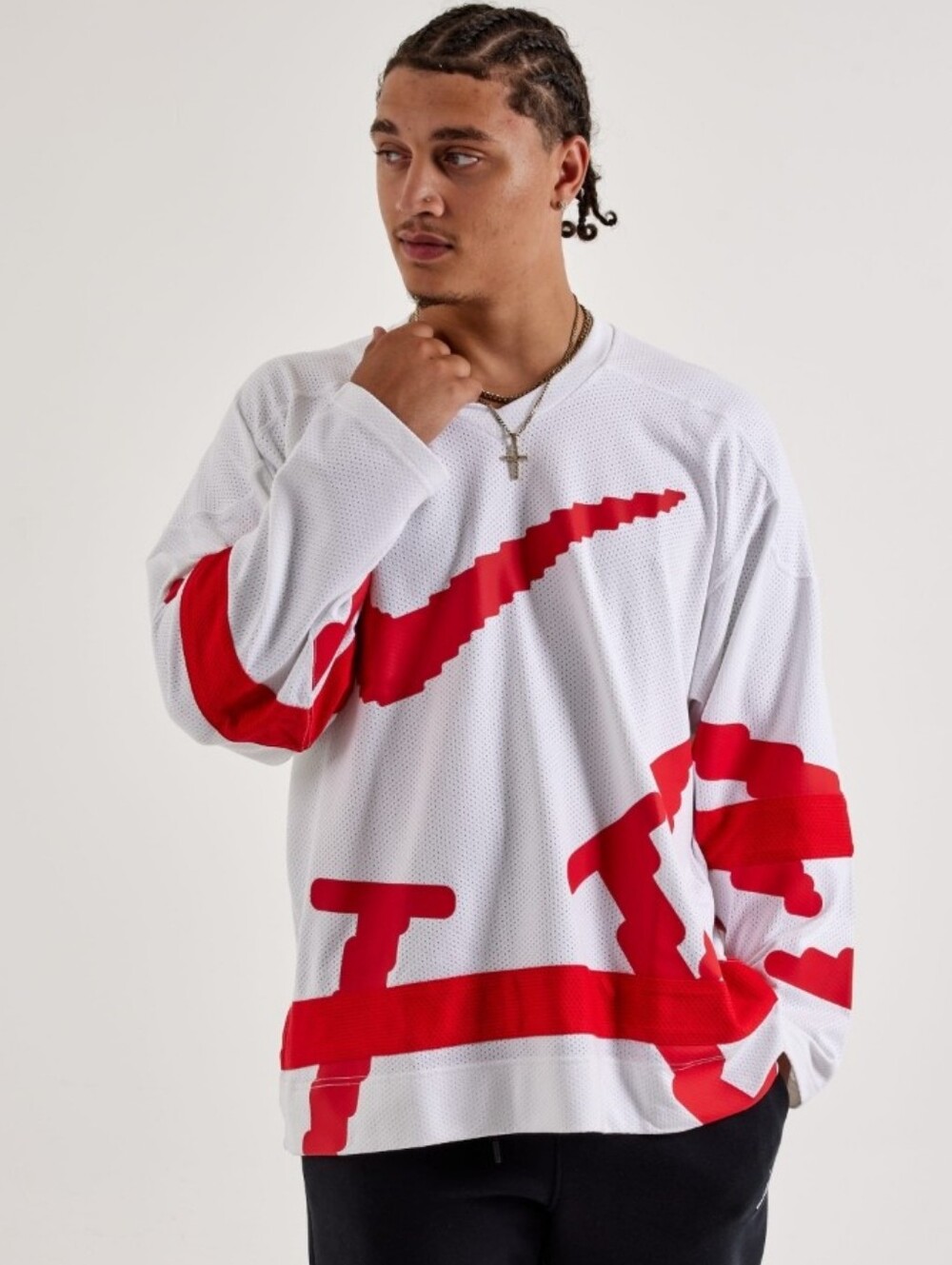 Nike Sportswear Club Oversized White Hockey Jersey Sweater HV1137-100 Men’s Smal - Picture 3 of 16
